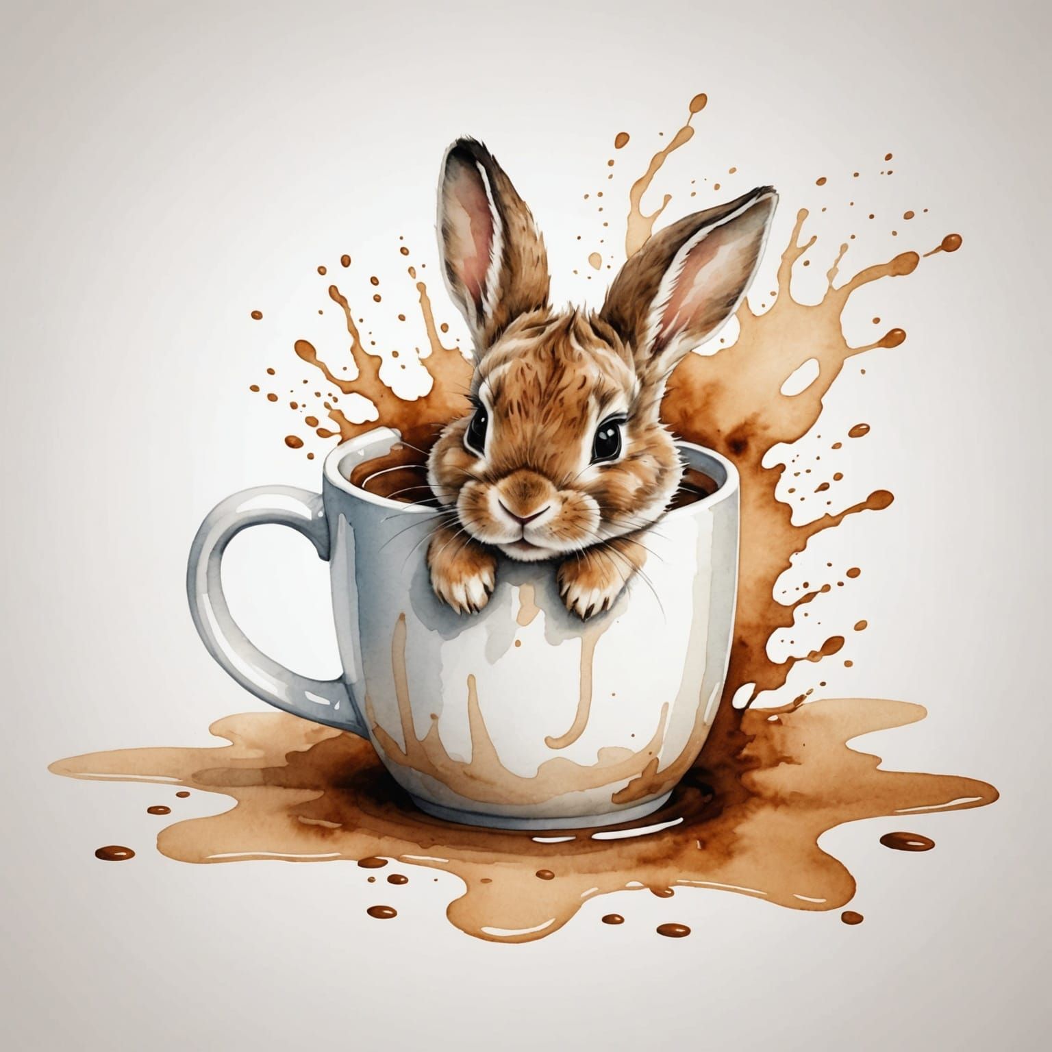 Coffee Spill Creates Bunny Watercolor