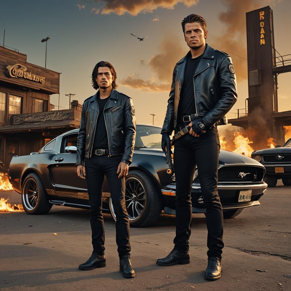 Rebel Outlaw and Mustang in Frank Frazetta Style