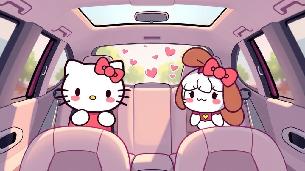 Ultra-Cute Sanrio Characters Singing in Animated Car