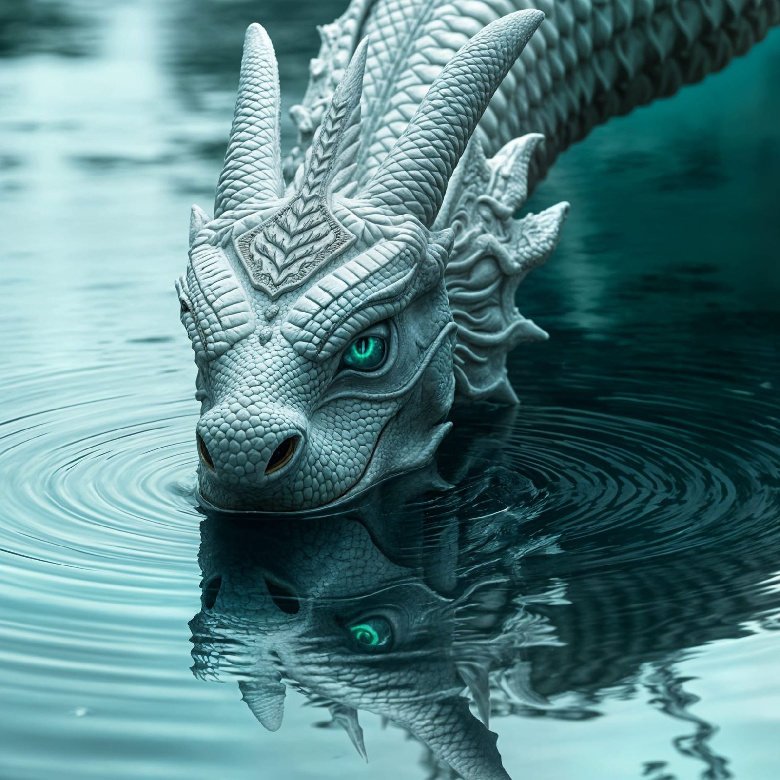 White Dragon in Hyperrealistic Close-Up