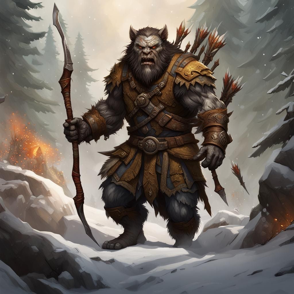 Bugbear Ranger with Longbow, D&D Concept Art