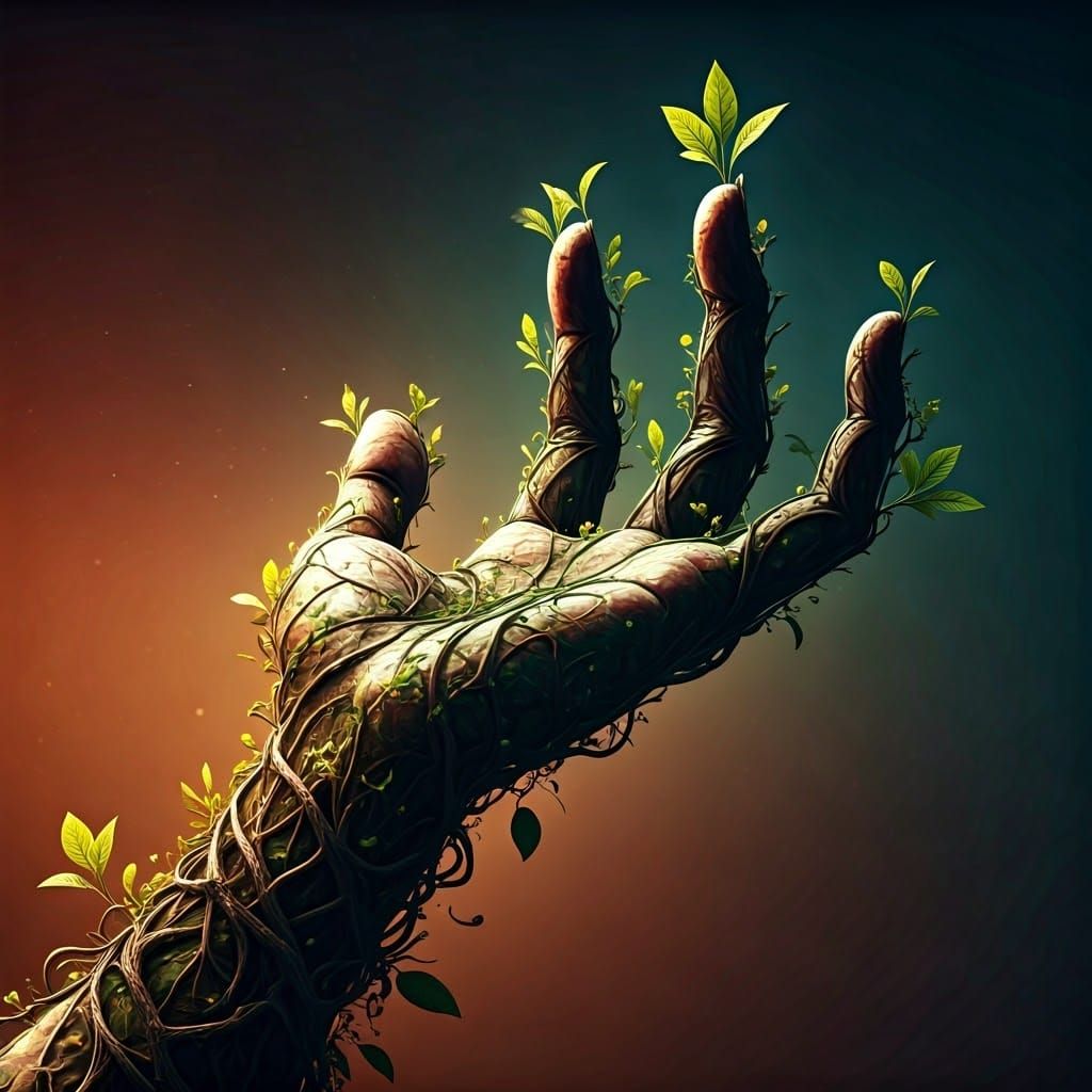 Ethereal Hand of Branches and Vines