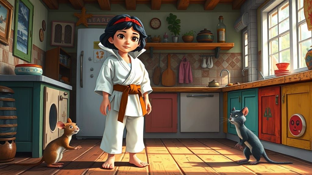 Snow White in Karate Gi, Pixar-Style Animation
