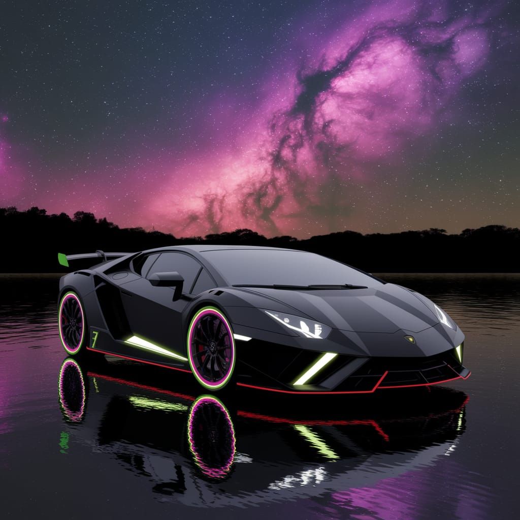 Lamborghini Sesto Elemento in Vibrant Neon Glow