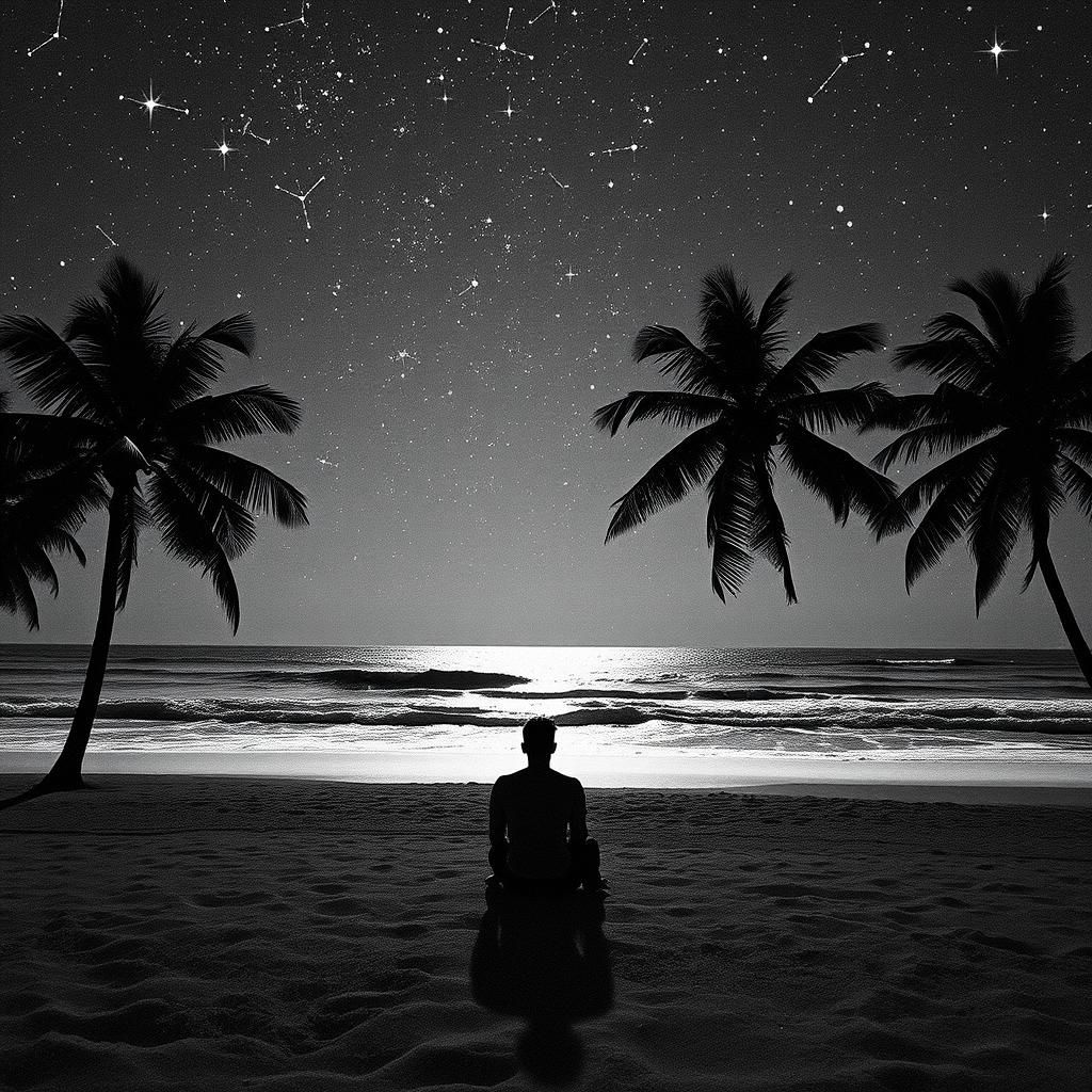 Abstract Glitch Art of Man on Beach