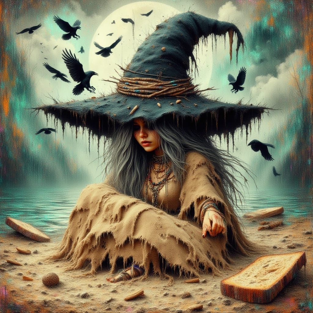 Sand Witch Sandwich in Whimsical Art Style