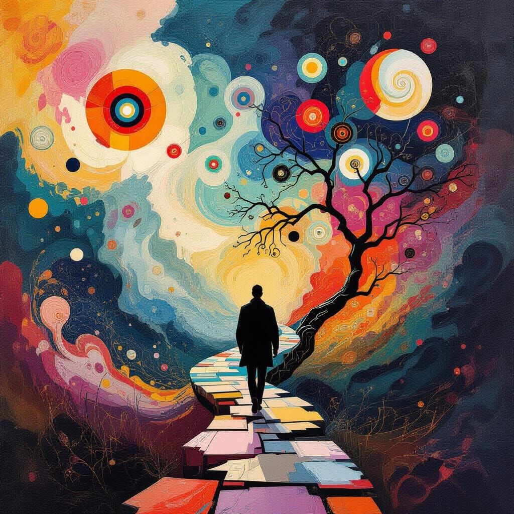 Chaotic Path Through Fractals in Abstract Style