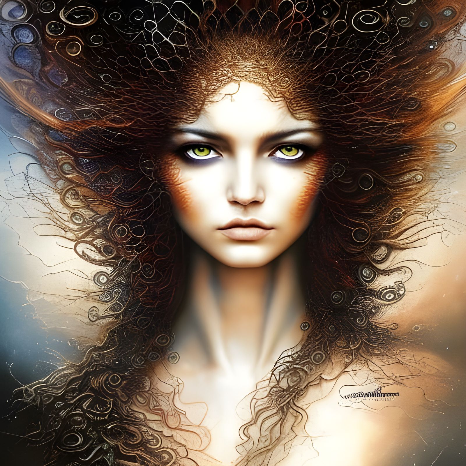 Elemental Fire and Water Woman: Hyperdetailed Art