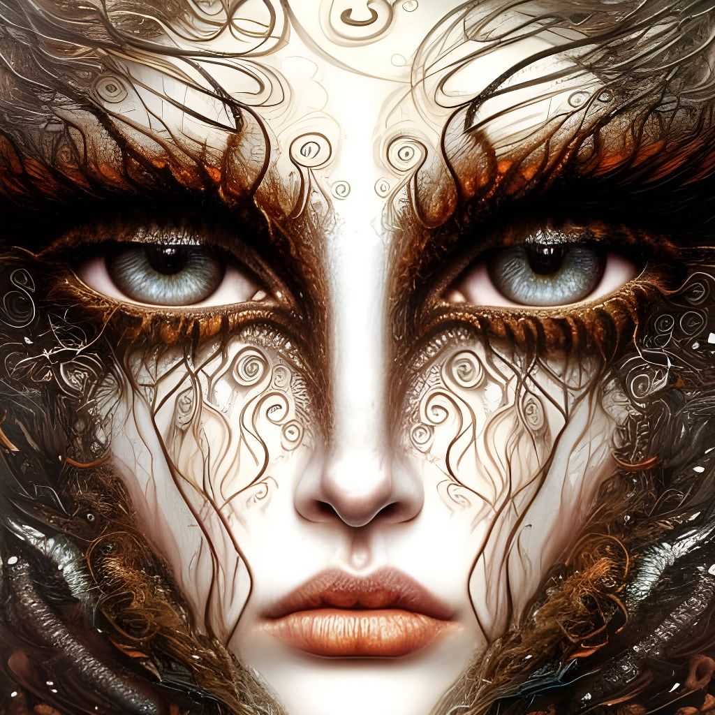 Elemental Fire and Water Woman: Digital Art