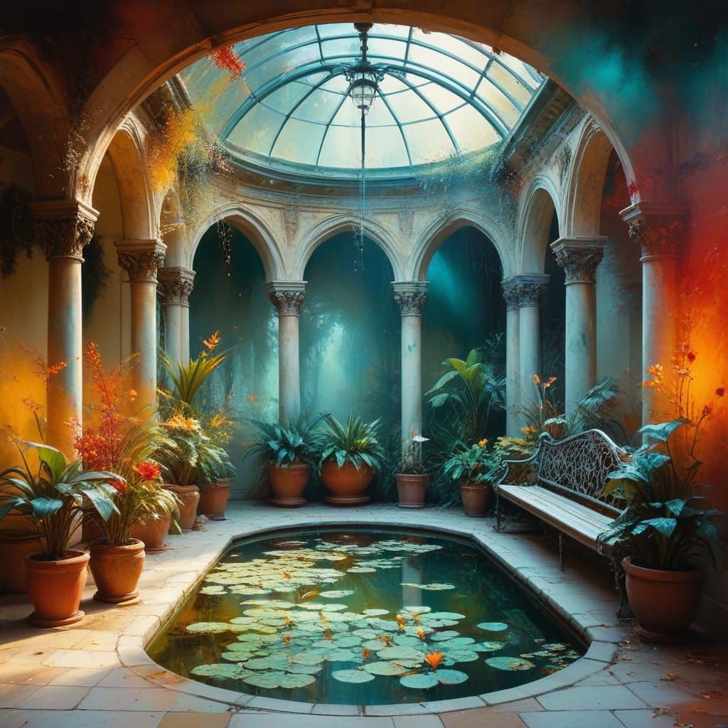 Vibrant Atrium Oasis in Autumn