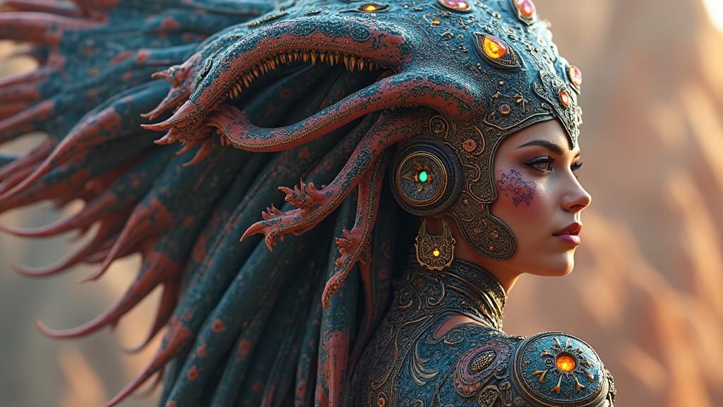 Alien Tribal Warriors in Ornate Attire: Concept Art