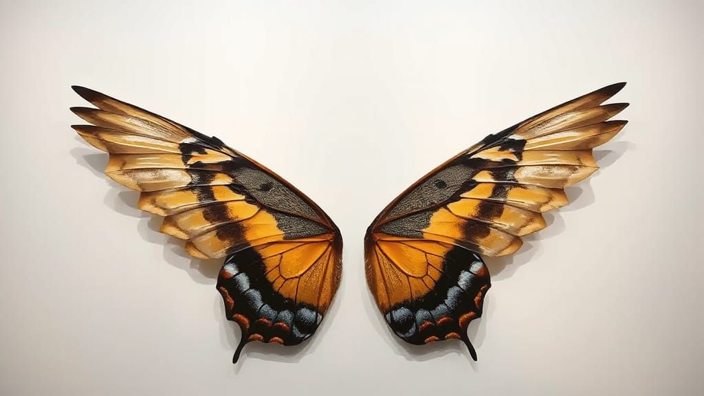 Wings Museum: Bird and Butterfly Wings Oil Painting