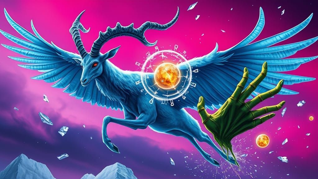 Mystical Ice Ibex Battles Dark Chaos Spirit