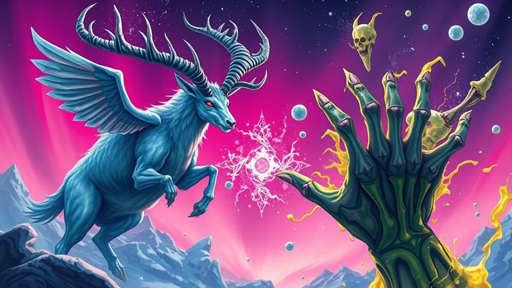 Majestic Ice Elemental Battles Dark Chaos Spirit in Celestia...