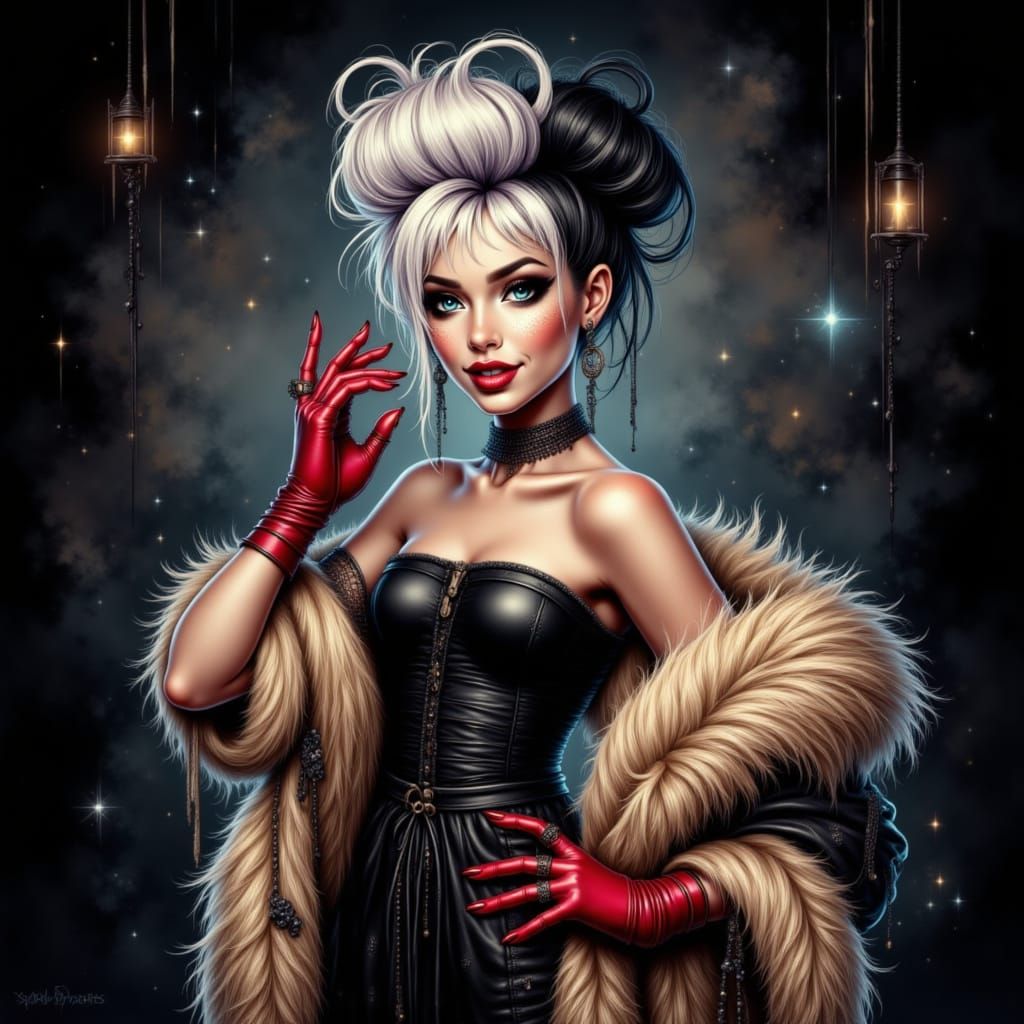 Cyberpunk Woman in Chic Watercolor Acrylic Style