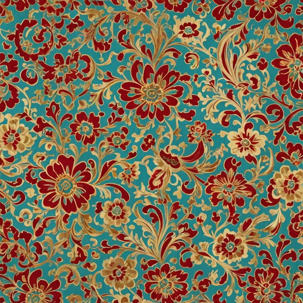 Vintage Fabric Pattern in Matisse Style