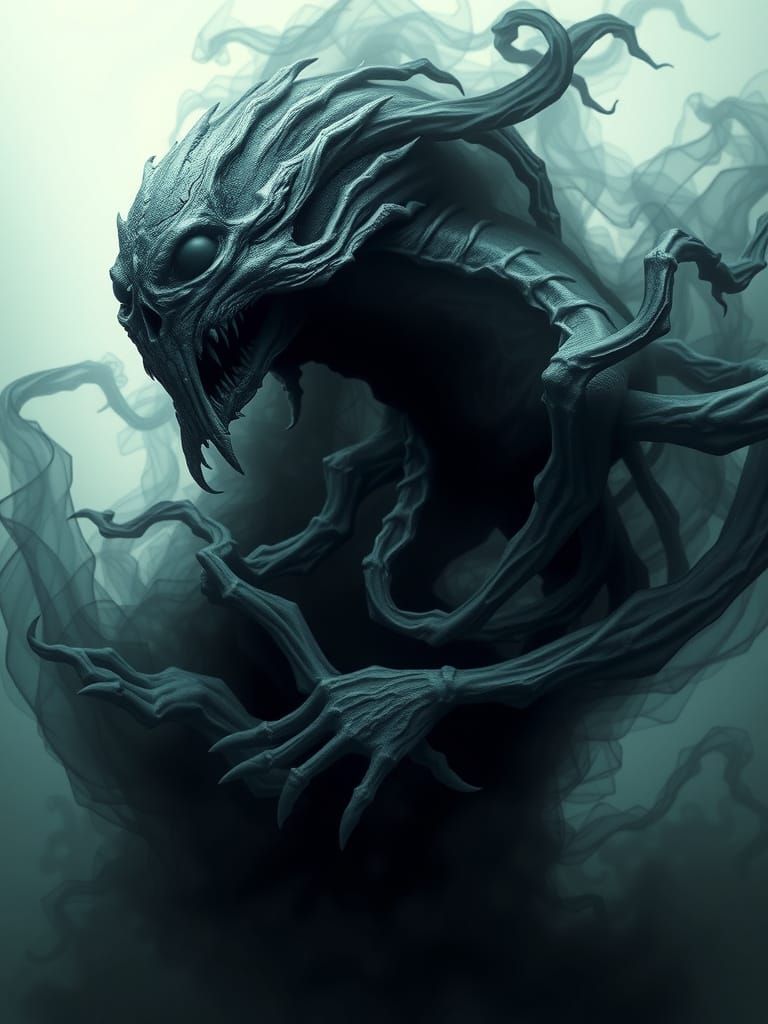 Ethereal Shadow Beast with Dark Gothic Fantasy Aesthetic