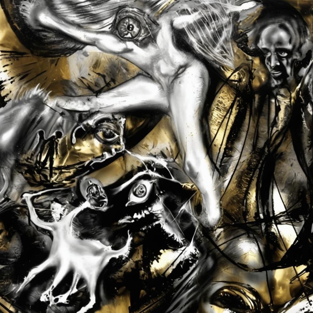 Surreal Abstract Forms with Golden Accents