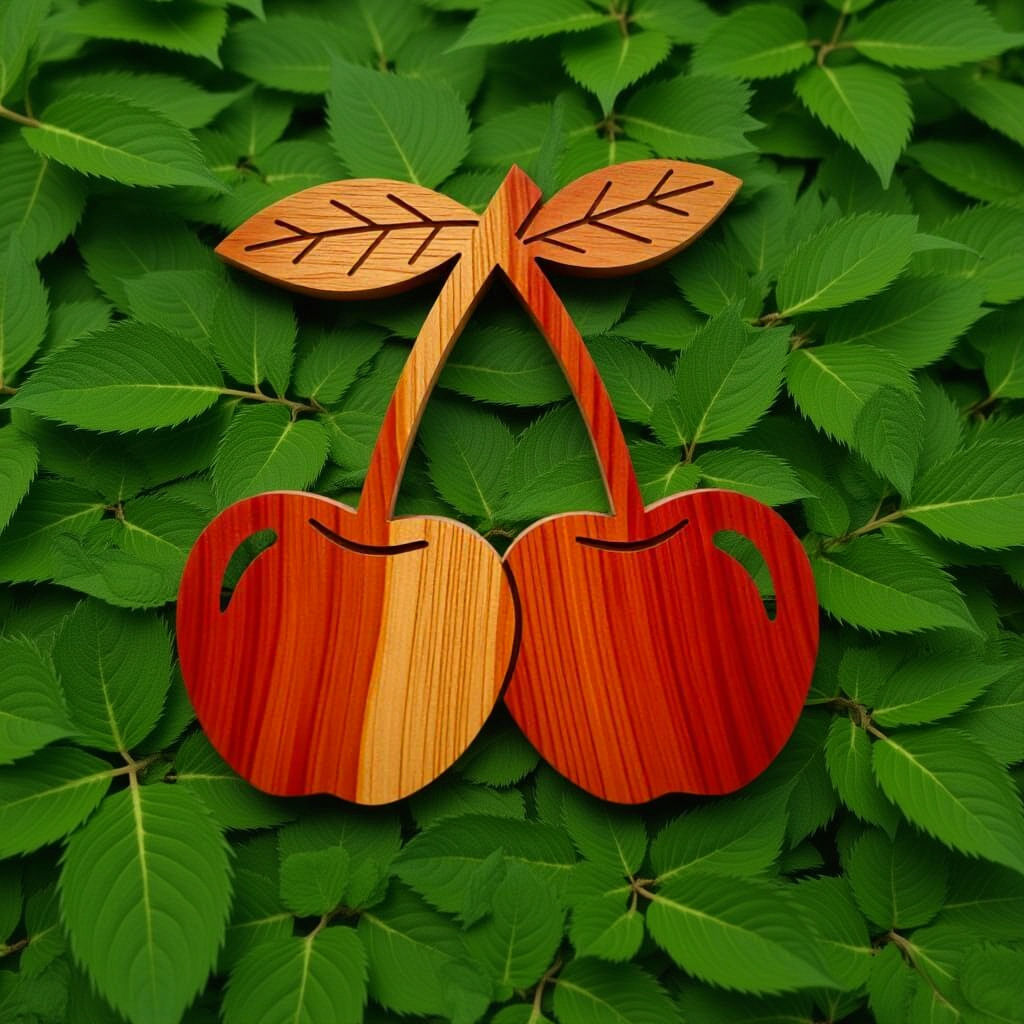 Cherry Wood Sculpture of a Cherry
