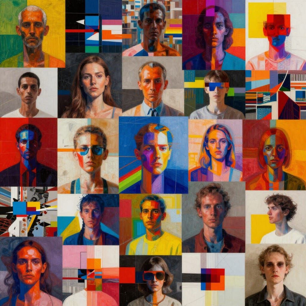 Vibrant Photo Collage Evoking Rauschenberg's Style