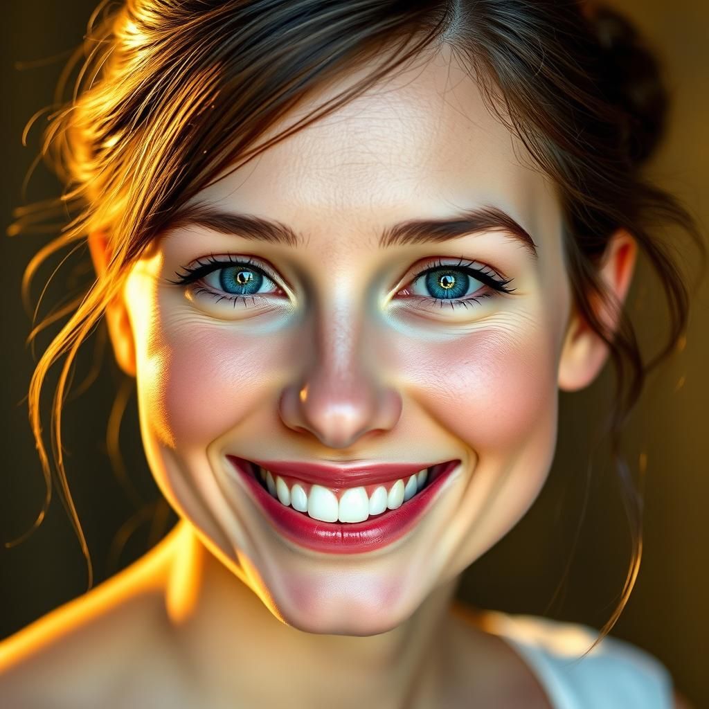 Radiant Woman with Blue Eyes: Portrait in Renaissance Style