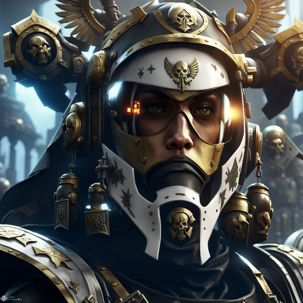 Futuristic Soldier Nun in Power Armor