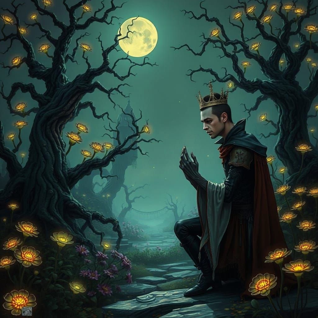 Undead Prince Proposes in Bioluminescent Castle Garden
