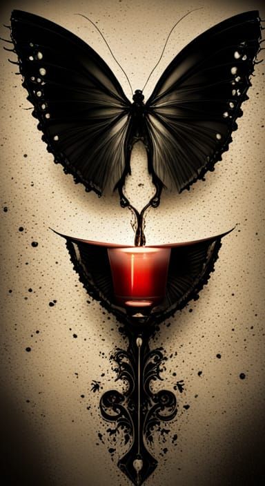 Playing Card Butterfly in Southern Gothic Style