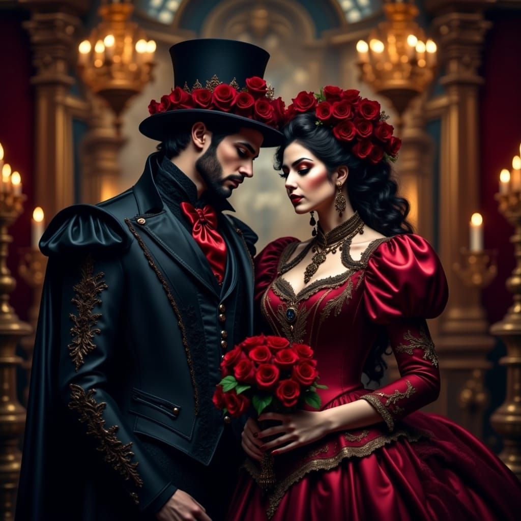 Elegant Gothic Victorian Valentine's Dining Scene