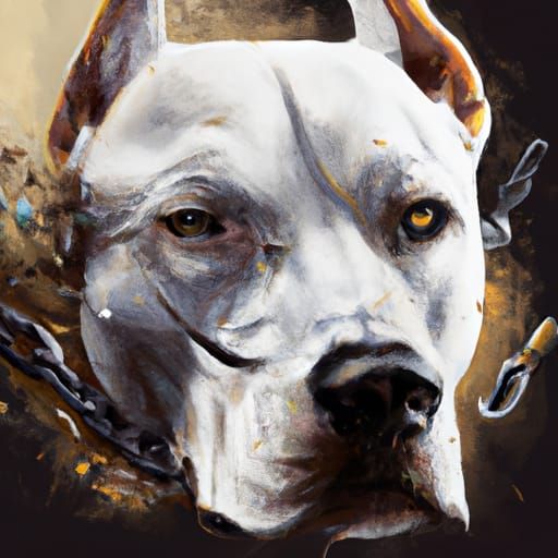 American Staffordshire Terrier Raking Leaves, Hyperdetailed ...