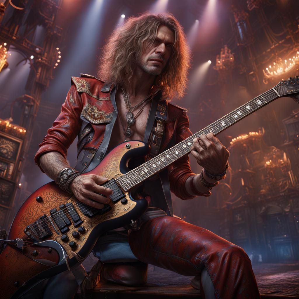 Detailed Hard Rock Star Fantasy Concept Art