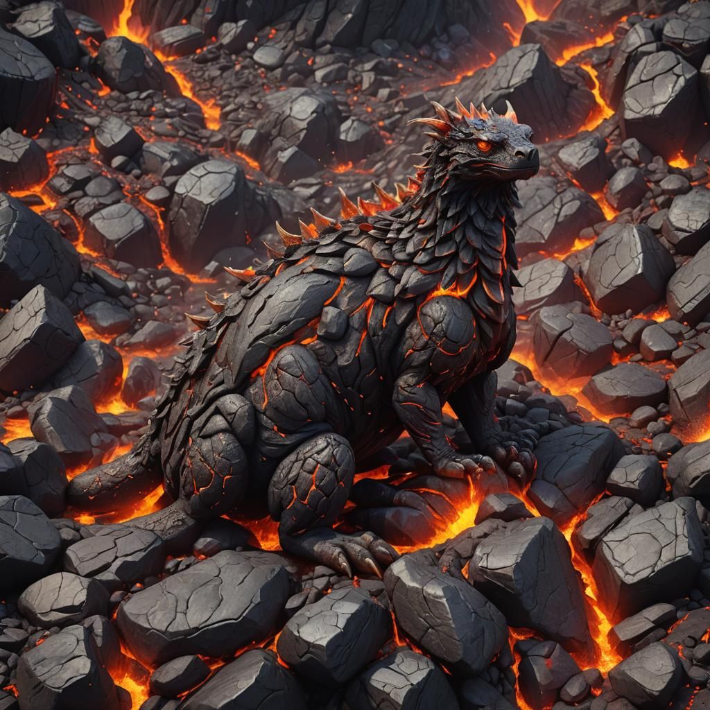 Lava Creature: A Volcanic Matte Painting