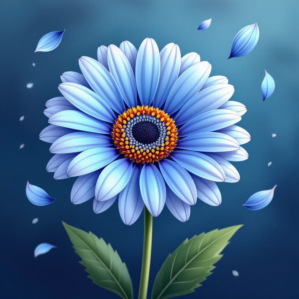 Blue Gerbera Daisy in Vivid Watercolor Style