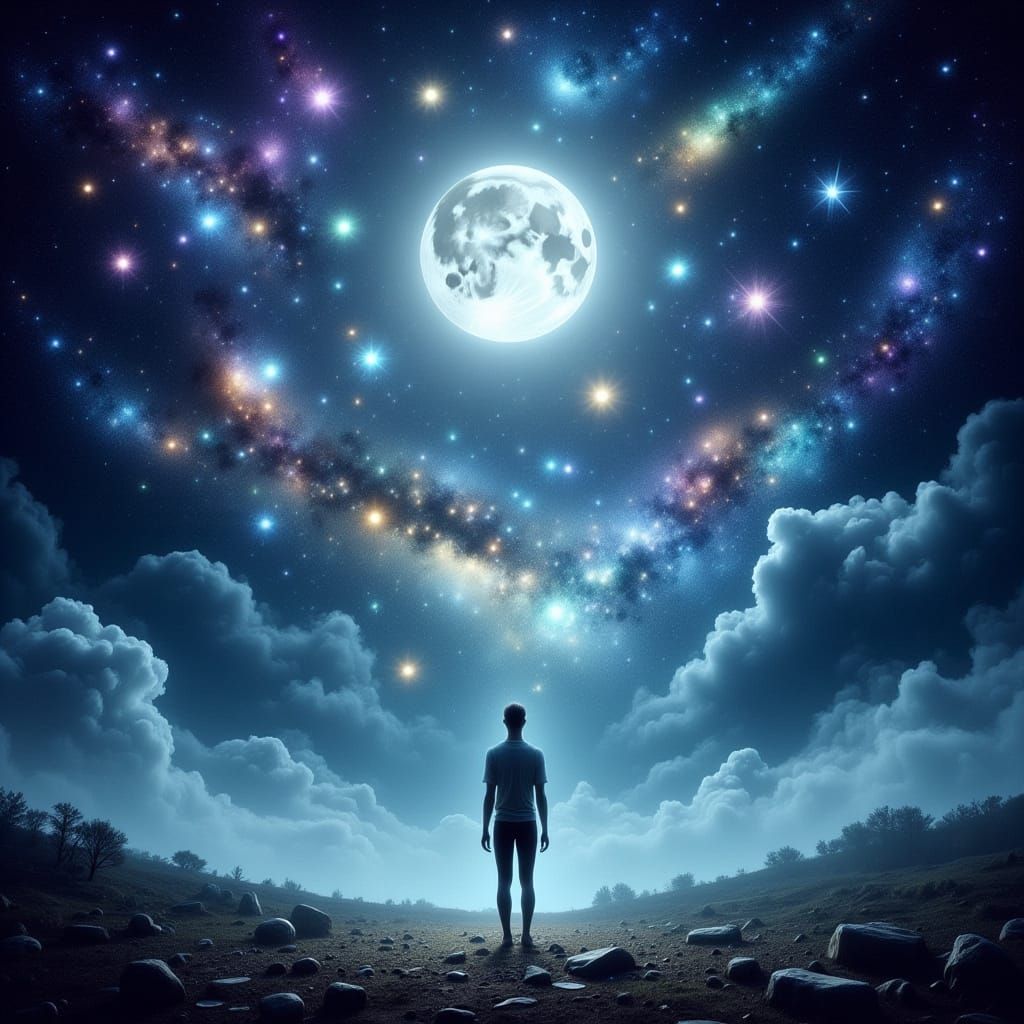 Dreamy Moonlit Serenity in Whimsical Style