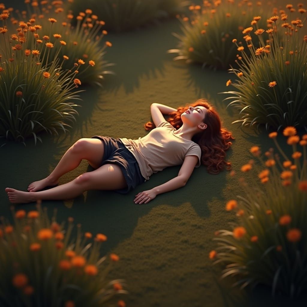 Golden Sun Dappled Water Meadow Scene