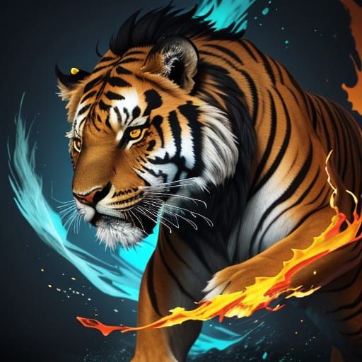 Mythical Entity: Tiger, Eagle, Deer, Lion Fusion