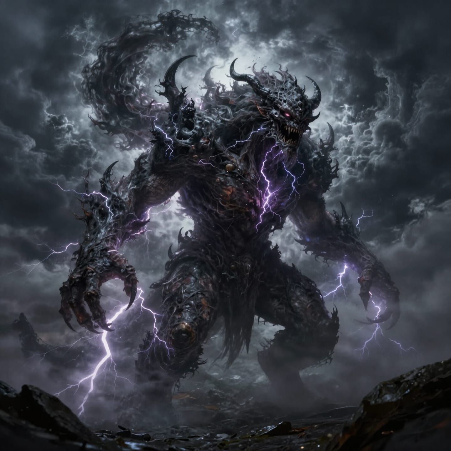 Storm Elemental Creature of Dark Clouds and Lightning