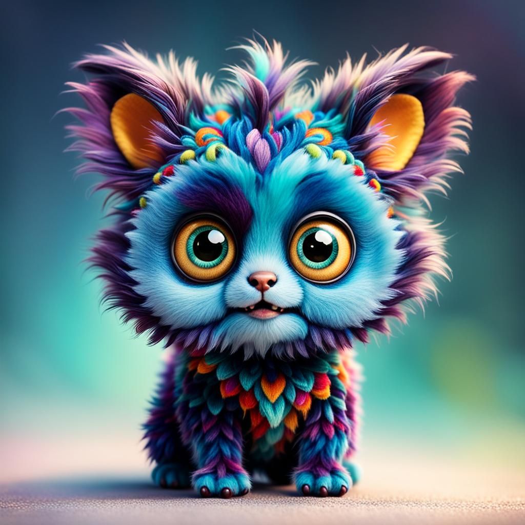 Whimsical Fluffy Critter with Sparkling Eyes