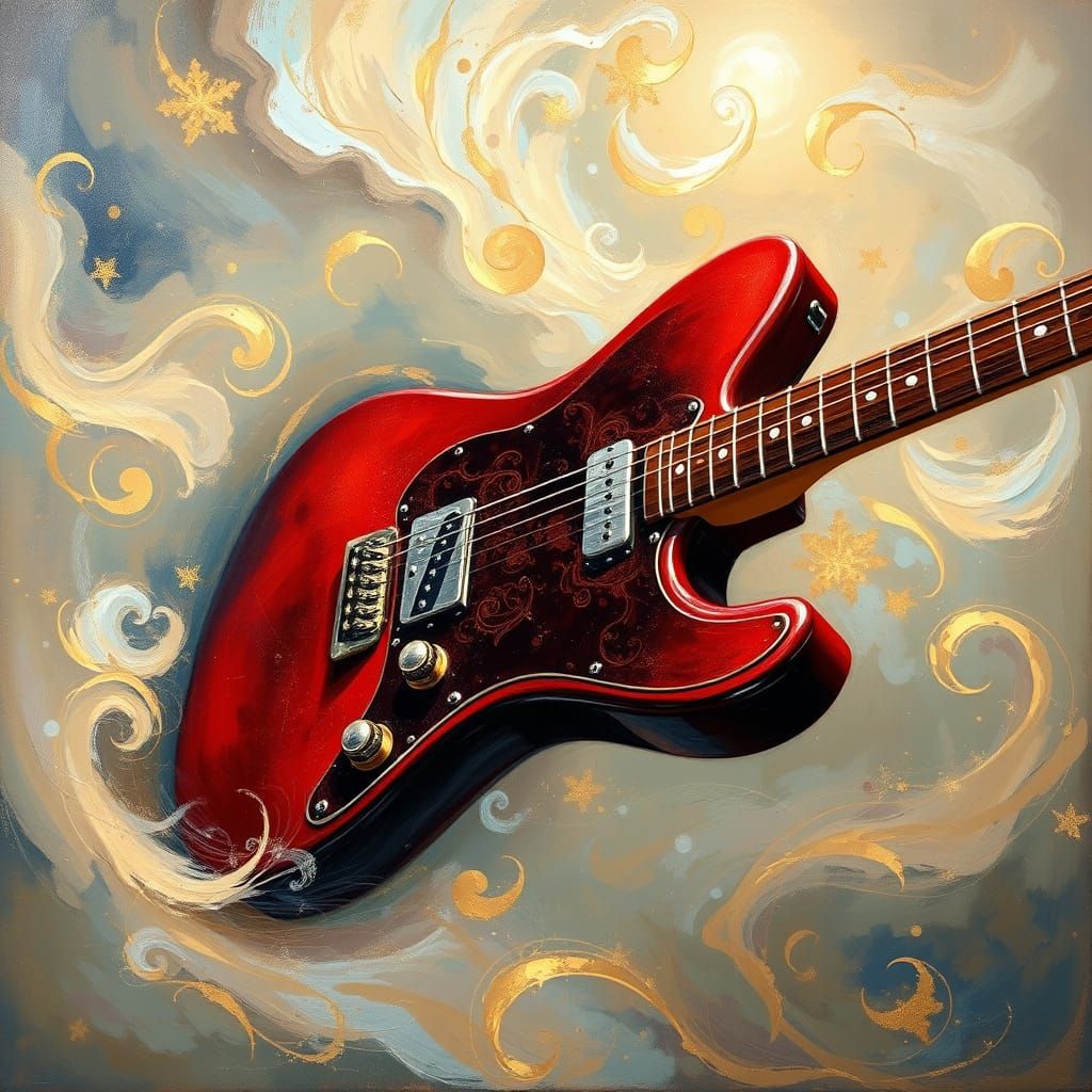 Majestic Cherry-Red Fender Telecaster in Dreamlike Atmospher...