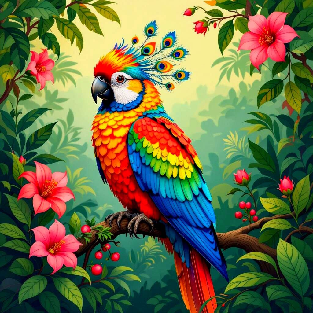 Whimsical Bird Creature in Vintage Style