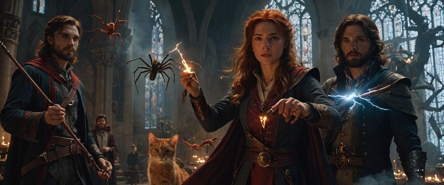 Mages and Spiders in Candlelit Cathedral