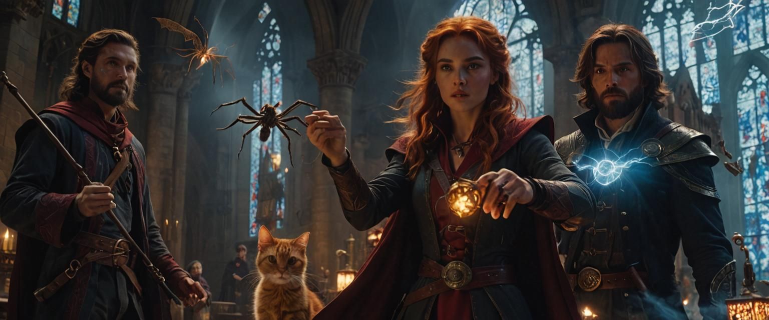 Mages and Spiders in Cathedral: Cinematic Film Still