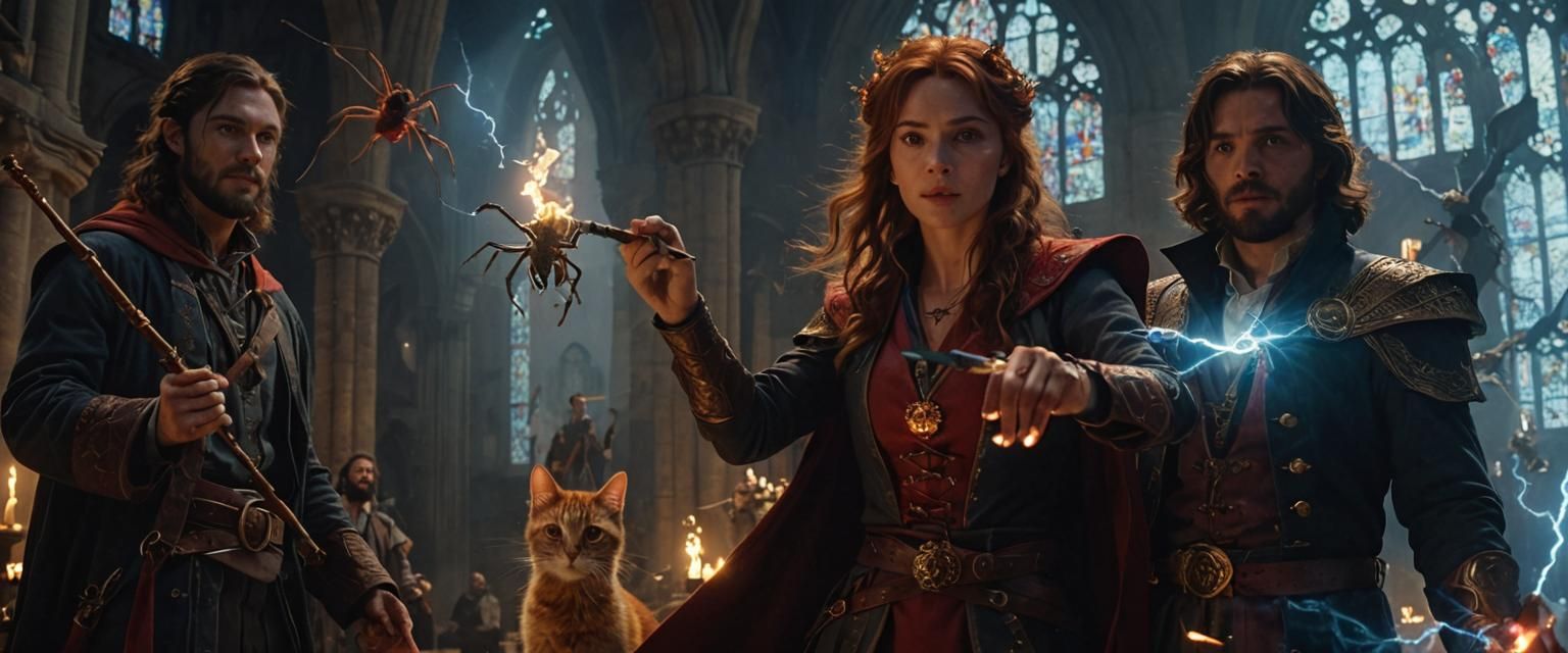 Mages in Cathedral Under Spider Attack