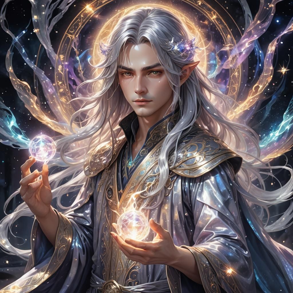 Sorcerer Exudes Enchanting Iridescence in Vibrant Anime Art