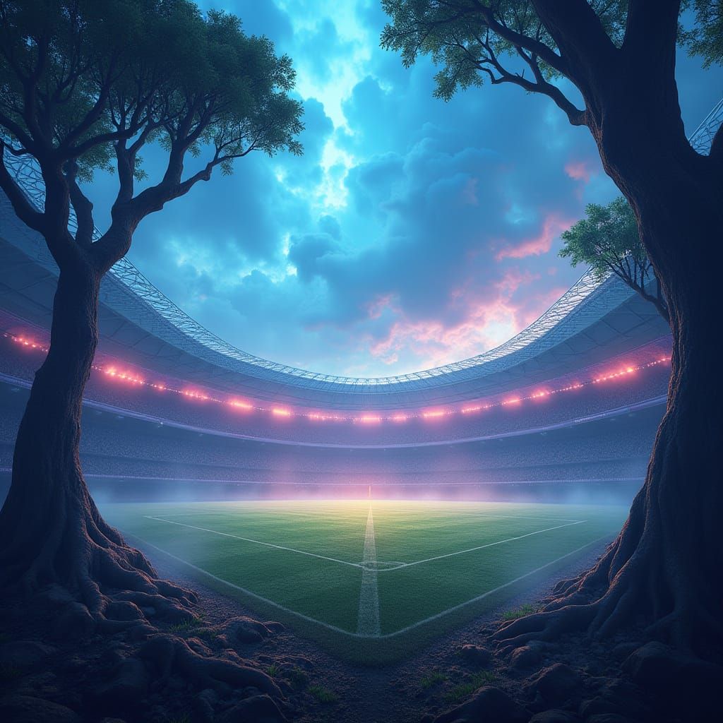 Mystical Football Stadium in a Fantastical World