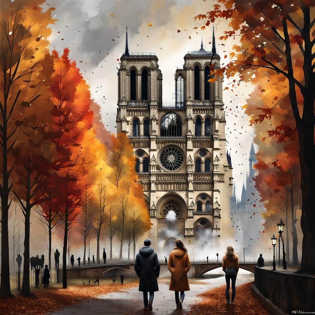 Notre Dame Double Exposure: Autumn Forest Animals