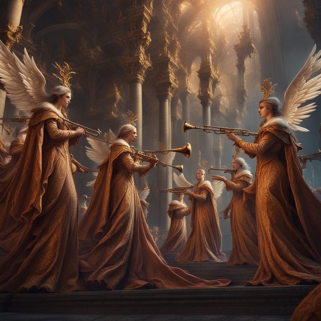 Seven angels blowing seven trumpets,the end is near