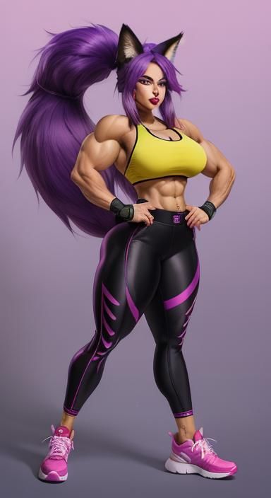 Muscular Fox Woman in Cartoon Style