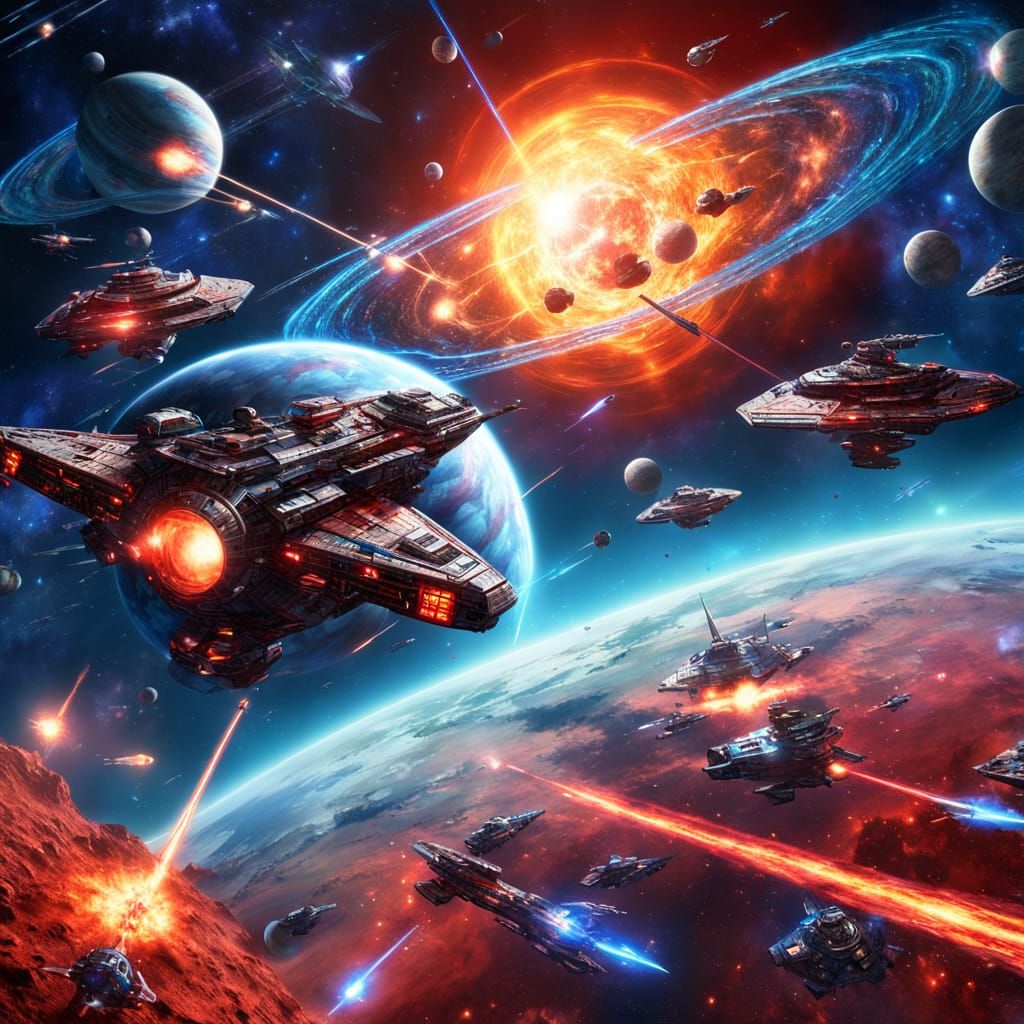 Epic Space Battle Above Gas Giant Planet