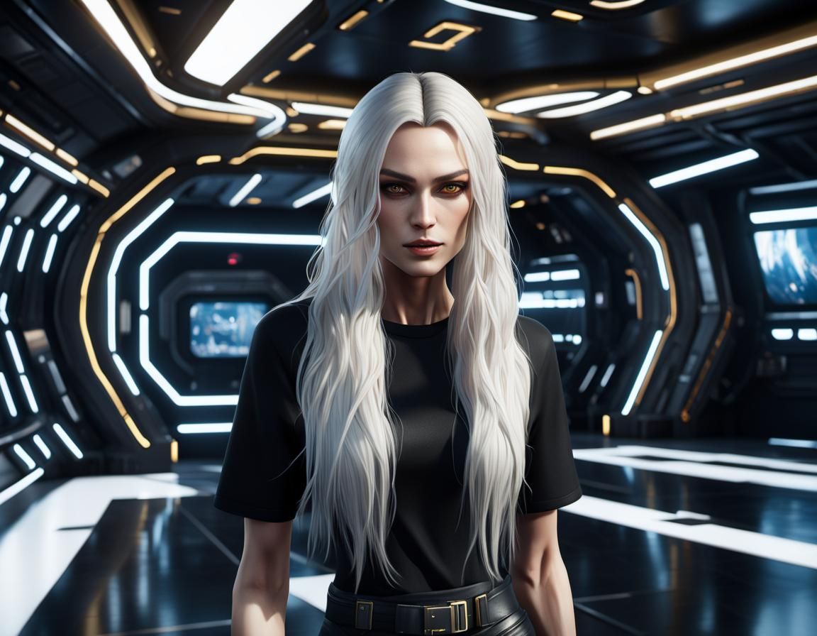 Young girl, North American, slender, tall, looks like Keira Knightley, swarthy, sharp and delicate features, white long ...